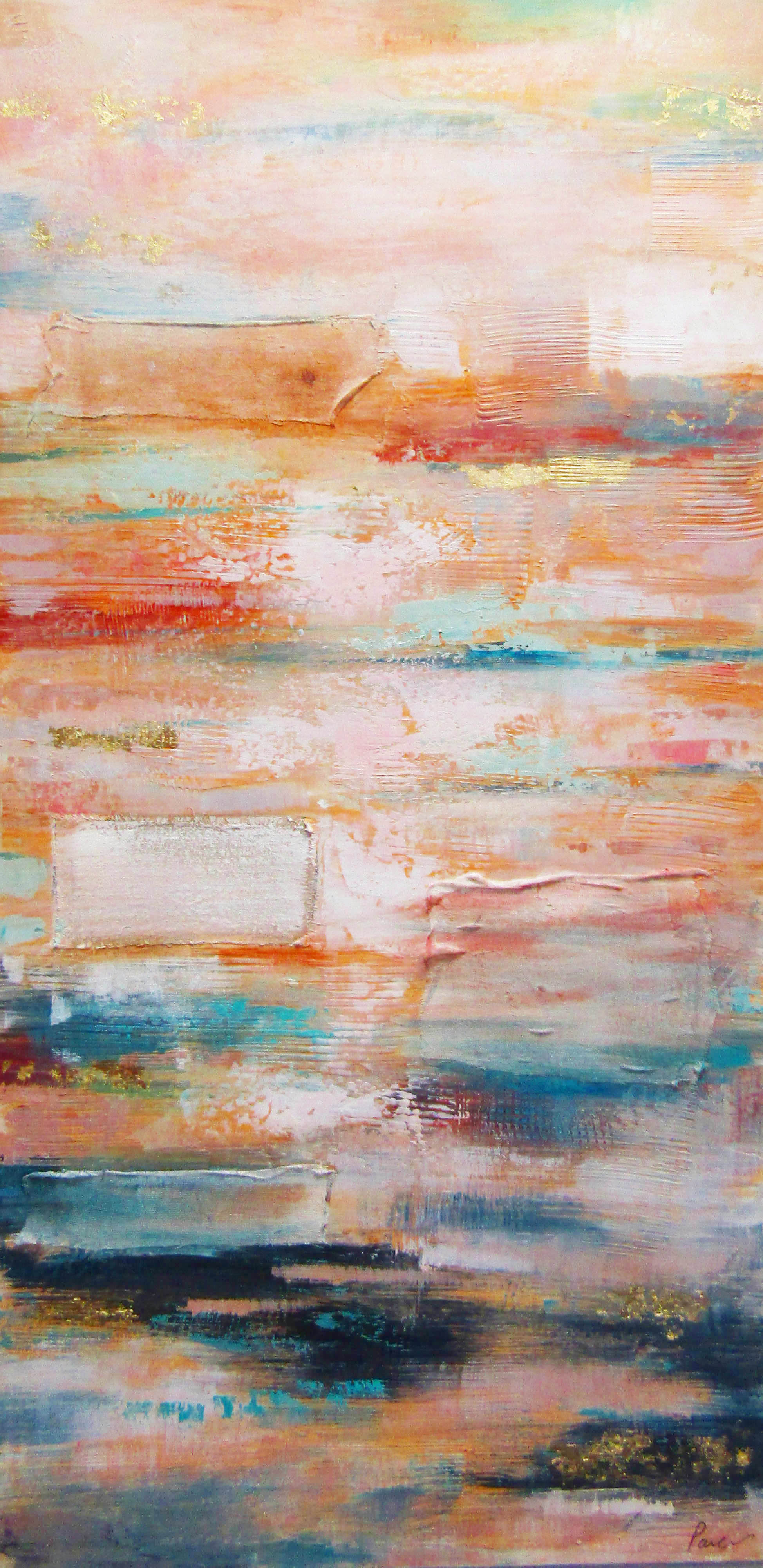 PXFC365 Wall décor art oil on canvas abstract blue pink red tones